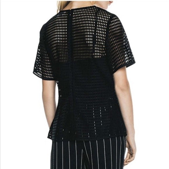 Veronika Maine Black grid mesh asymmetric top size 8 NWT - Picture 2 of 6